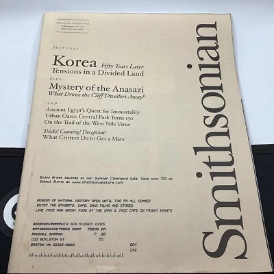 July 2003 Smithsonian Magazine; Korea Fifty Years Later, Mystery Of The Anasazi - Image 1 of 4