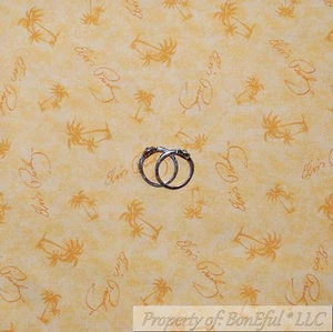 BonEful Fabric FQ Cotton Quilt Yellow Elvis Presley Music Island Palm Tree Print - Picture 1 of 19