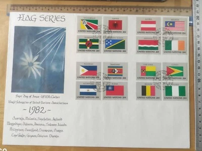United Nations1982 Stamp 16 Countries Flag Series Extra Large size FDC Malaysia - Image 1 of 4
