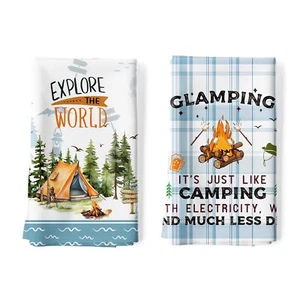 2Pcs Camping Kitchen Tea Towels 100% Cotton Forest Hand Towels Multiple Uses ... - Picture 1 of 6