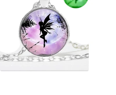 FAIRY MOON PURPLE FANTASY Pendant On 20" 925 Sterling Silver Necklace Gold Gift — 第 1/4 张图片