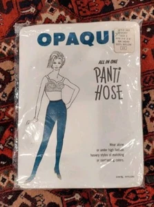 New Vintage Opaque Ivory Pantyhose Panti Hose All In One Size 3 100% Nylon 23 - Picture 1 of 5