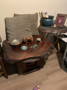 3 Redwood Burl Coffee Table Tops. Leg Hardware Attached But Legs Removed - Picture 1 of 2