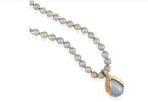 Tahitian Pearls With A Beautiful 14k White Gold Diamond And Pearl Clasp - Picture 1 of 3