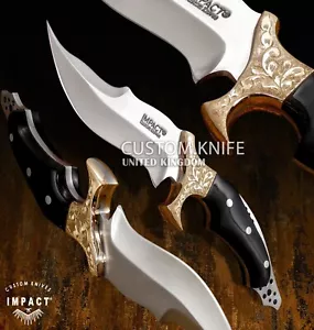 IMPACT CUTLERY RARE CUSTOM FULL TANG BUSHCRAFT SKINNING KNIFE | HORN | ENGRAVING - Picture 1 of 15
