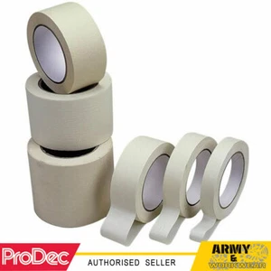 ProDec 50m Metre Masking Tape, Thickness 19 25 38 50 75 100 mm Pro Painting Kit - Picture 1 of 7