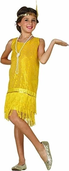Roaring 20s Girls Sequin Flapper Halloween Costume - Gold, 12-14 Large #3317 - Image 1 of 4