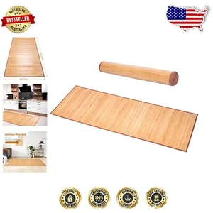 Chic 28x79 Natural Bamboo Rug - Versatile Mat for Bathroom, Kitchen, Living Room - Picture 1 of 11