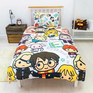 Juego de funda de edredón individual con escena de Harry Potter estilo cómico para niños diseño 2 en 1 - Imagen 1 de 5