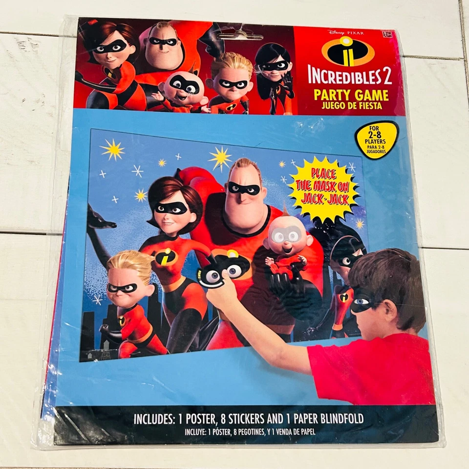 Disney Increíbles 2 Juego Fiesta Cumpleaños (coloca la máscara en jack-jack) NUEVO Foto 1 de 4