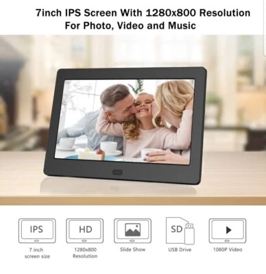 7'' Digital Picture Frame Share Photo Video HD Screen w/ Bracket+Remote - Image 1 of 4