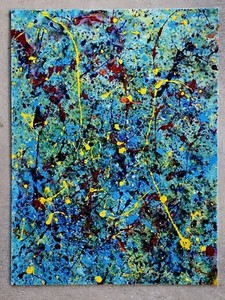 ORIGINAL ABSTRACT PAINTING MID-CENTURY MODERN MCM WALL ART SIGNED ~MIKOL MERLIN - Picture 1 of 2