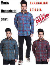 Men's Flannelette Long Sleeve Shirt 100% Cotton Check Authentic Flannel-Warm Fur