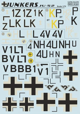 Print Scale 72-075 Decal for Junkers Ju-52 (Aircraft wet decal) 1/72 scale - Image 1 of 4