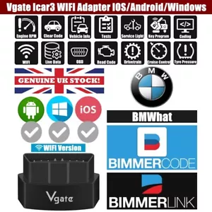 G12 Vgate iCar 3 WiFi BIMMERCODE COMPATIBLE BMW Coding iPhone IOS Android OBD2 - Picture 1 of 19