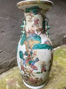 Antike handbemalte große chinesische Keramik KAMPFMOTIV Bodenvase 19 Zoll - Bild 1 von 12