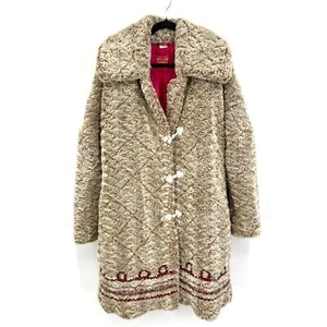 OILILY Cream Pink Embroidered Heavy Super Soft Duster Coat Jacket Size Medium - Picture 1 of 8