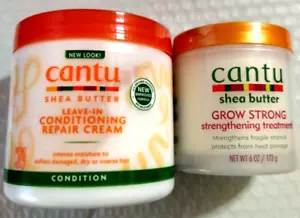 Cantu Shea Butter Leave-In Conditioning Repair Cream - 16 oz & Grow Strong 6 oz - Picture 1 of 8