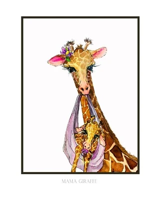 "Póster impreso arte de pared animal jirafa guardería decoración habitación bebé niña safari 11""x14""" Foto 1 de 4