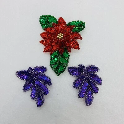 Elegante chaqueta sombrero bordada 23 vintage años 80 lentejuelas y cuentas solapa de pascua solapa Foto 1 de 4