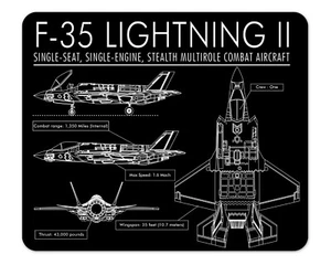 F-35A Lightning II cuscinetto mouse schematico bianco 1/4 spessore - Foto 1 di 2