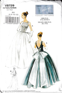 Vogue V 8729 Misses Dress Sewing Pattern 1950s Evening Gown 1956 Size 6 8 10 12