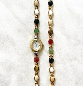 Non-working gold gemstone watch with matching bracelet - Picture 1 of 4