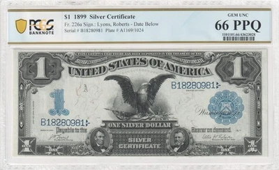 1899 $1 Silver Certificate Fr.226a Black Eagle - PCGS 66 PPQ GEM UNC - Image 1 of 3