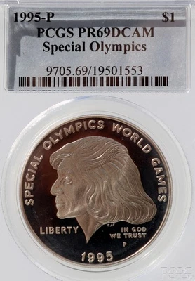 USA Special Olympics 1995-P Commemorative Silver Dollar PCGS PF69UCAM - Image 1 of 2