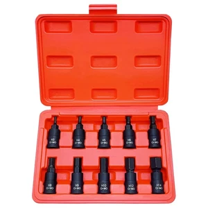 HEX Set di Prese per Bit, Acciaio Premium Cr-Mo | Set di 10 Pezzi Metrici 3mm - 14mm | 3/... - Foto 1 di 6