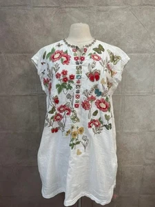 Johnny Was Damen Tunika Bluse weiß bestickt Blumen Größe M - Bild 1 von 7