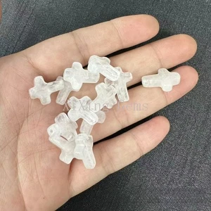 50 cuentas de piedras preciosas cruzadas de piedra de cristal blanco natural de 12x16 mm para joyería hágalo usted mismo - Imagen 1 de 4