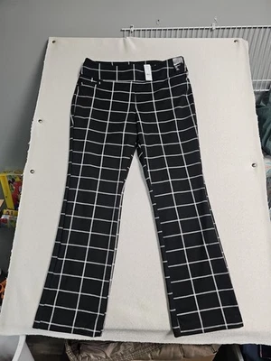 New York & Co The Whitney Pull-on Ponte Windowpane Womens XL BLACK Stretch NEW - Image 1 of 4