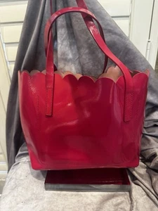 KATE SPADE NY LILY AVENUE SMALL CARRIGAN Patent Leather Scalloped PINK Tote Bag - Picture 1 of 12