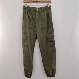 ZARA Cargo Trousers Khaki Green Pocket Cotton Pants US Size 2 - Picture 1 of 14