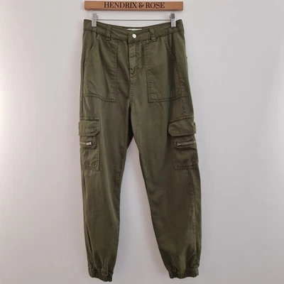 ZARA Cargo Trousers Khaki Green Pocket Cotton Pants US Size 2 - Image 1 of 4