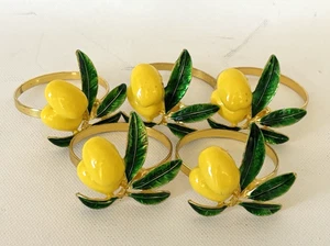 Juego de 5 servilleteros redondos de metal amarillo limón de 1,5" G3-14 - Imagen 1 de 3