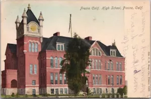 FRESNO Kalifornien handkolorierte Postkarte "High School" Gebäudeansicht 1908 Abbrechen - Bild 1 von 2