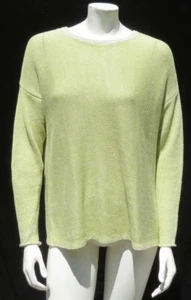 $198 EILEEN FISHER Citron Organic Linen Knit Pullover Sweater Top S M Oversize - Picture 1 of 5