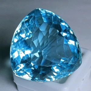 Natural Aquamarine Trillion Cut Ocean Blue Certified 117.35 Ct Loose Gemstone - Picture 1 of 9