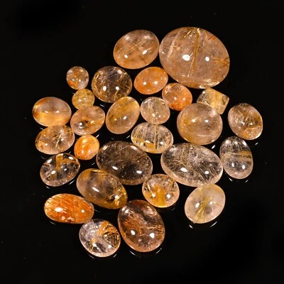 GOLDEN RUTILE QUARTZ CABOCHON GOLDEN RUTILE GEMSTONE LOT ON WHLOESALE PRICE - Image 1 of 4