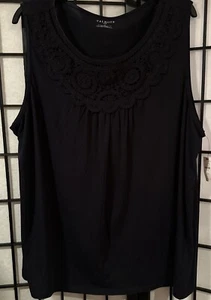 Talbots Tank Top Womens Black Embroidered Casual Plus Size 3X - Picture 1 of 3