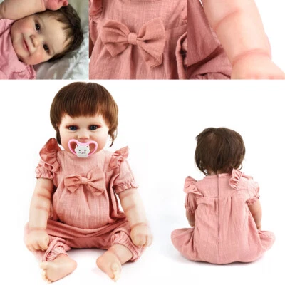 Boneca lavável realista vinil corpo inteiro recém-nascido realista menina bonecas bebê 20 pol. - Imagem 1 de 4