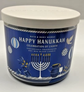 Bath & Body Works 2024HAPPY HANUKKAH Celebration of Lights Scented 3 Wick Candle - Picture 1 of 3