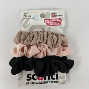 Scunci 6 pcs Satin Mini Scrunchies in Neutral Colors - Picture 1 of 3