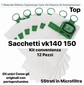 Sacchetti Folletto Vk140 Vk150 Kobold Per Vorwerk Aspirapolvere Folletto Kit12pz - Foto 1 di 1