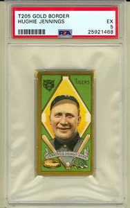 1911 T205 Gold Border Hughie Jennings Detroit Tigers HOF PSA EX 5 - Picture 1 of 2