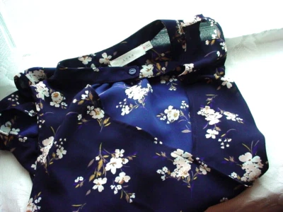 Пышный XS блузка без рукавов искусственного надежном темно-синий цветочный топ - Изображение 1 из 4