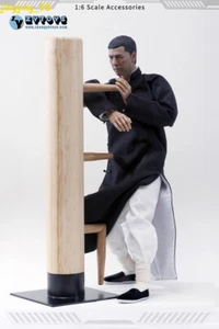 1/6 Ip Man Wing Chun Wooden Dummy Metal Base Figure Kung Fu Strike Pile Cos Prop - Picture 1 of 16