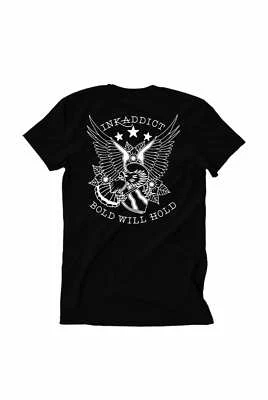 Nuevo Inkaddict Hombre Bold Voluntad Hold Camiseta Negro SMALL-3XLARGE Tatuaje - Imagen 1 de 3